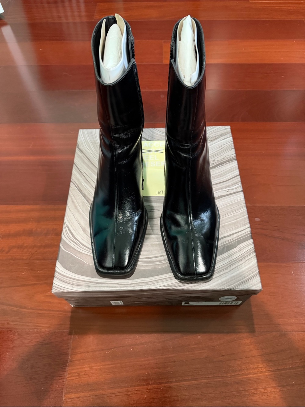 Jeffrey Campbell Black Geist Square Toe Boot Size 8.5 M